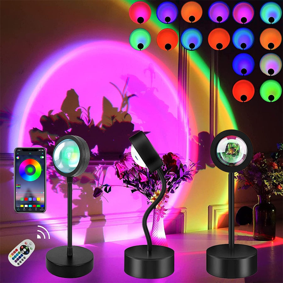 Smart Bluetooth Sunset Projection Lamp Night Light APP Remote Led Lights
